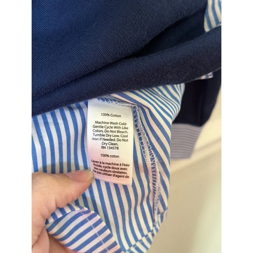 Vineyard Vines Mixed Media Tie Back Striped Top Womens XL Blue White Preppy - Picture 7 of 11